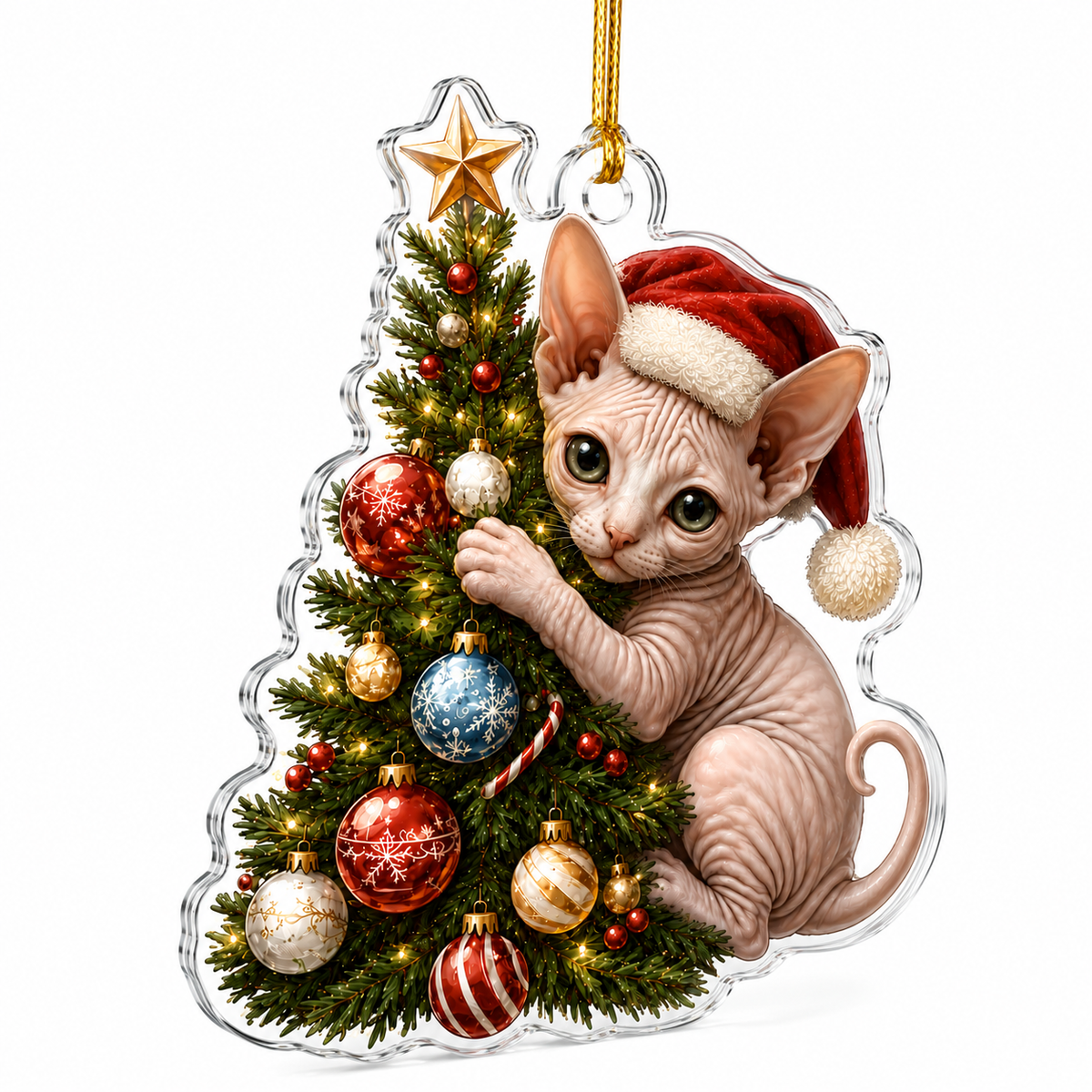 Cat With Christmas Tree Sphynx