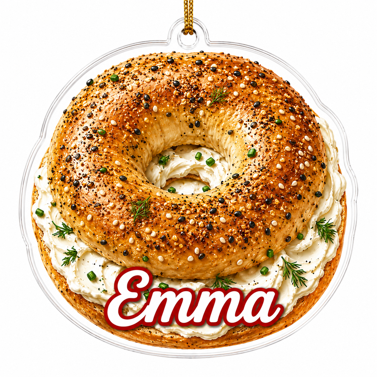 Breakfast Custom Name Bagel with Cream Cheese Acrylic
