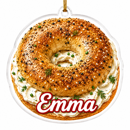 Breakfast Custom Name Bagel with Cream Cheese Acrylic