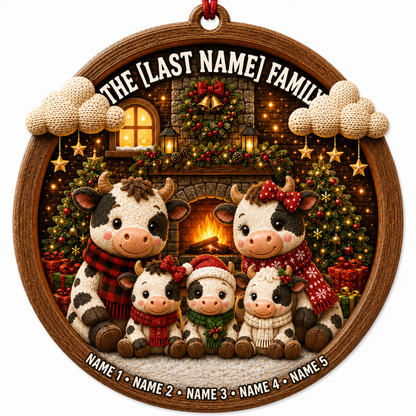 Christmas Family Wood Cow