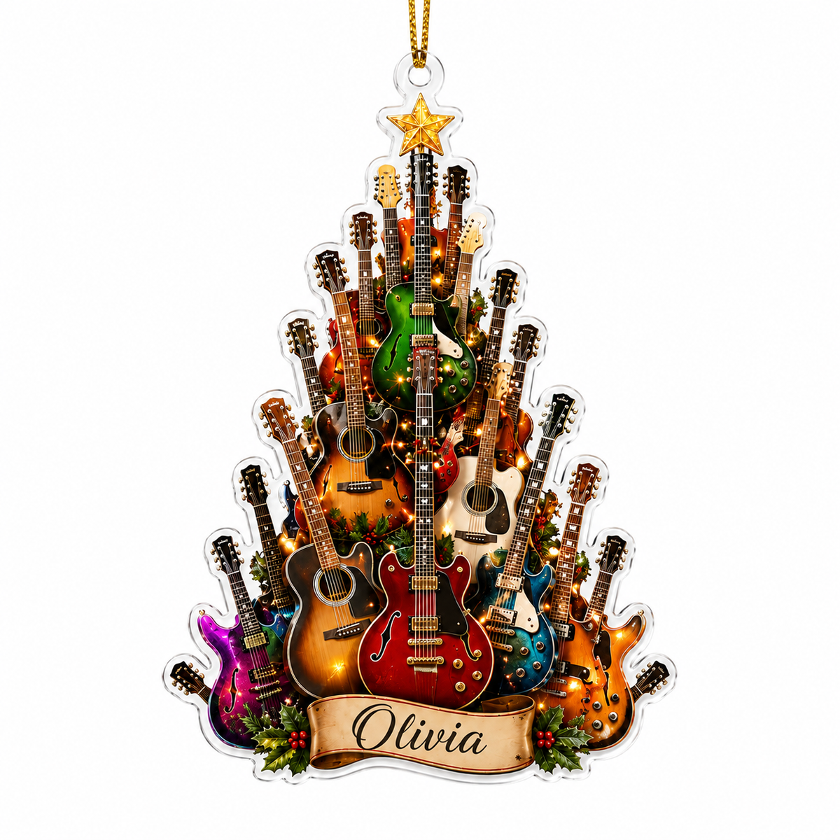 Guitar Custom Name Acrylic - Colorful Guitar Tree