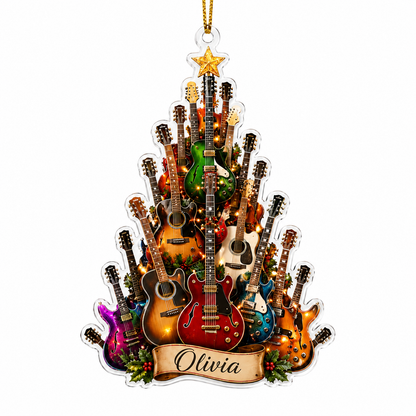Guitar Custom Name Acrylic - Colorful Guitar Tree