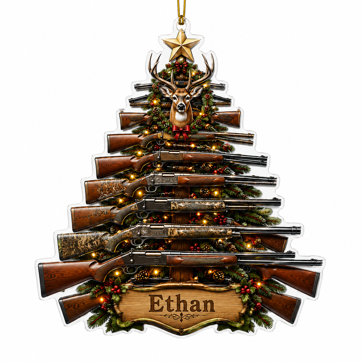 Personalized Hunting Rifle Christmas Tree Acrylic
