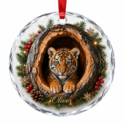 Animal Glass Ornament Tree Hollow Tiger