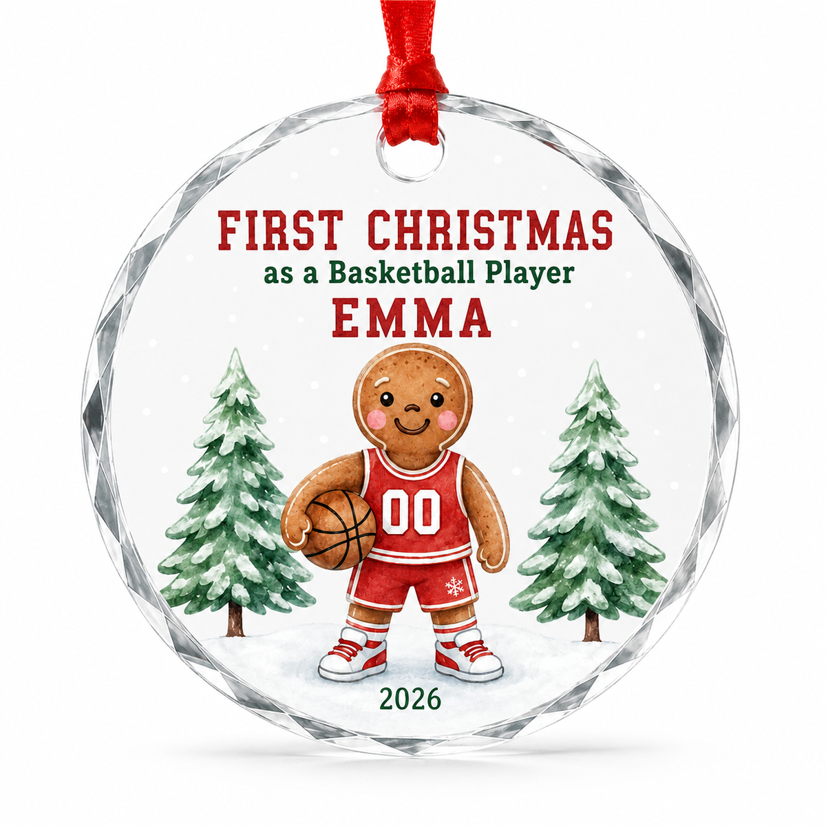 Basketball Glass Ornament - First Christmas Player