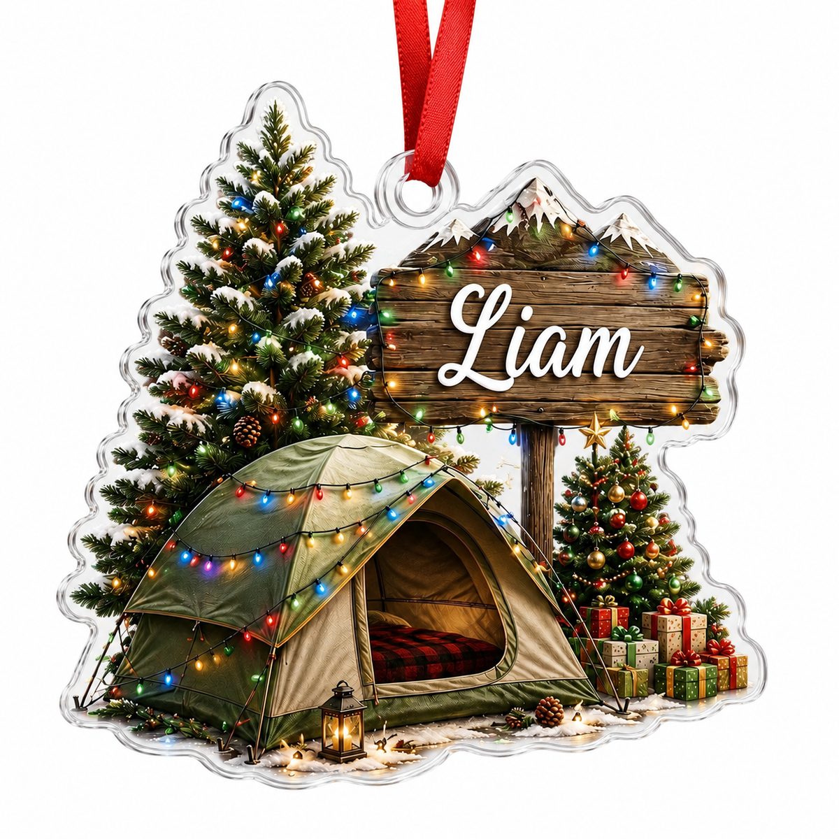 Camping Personalize Acrylic Christmas Camping