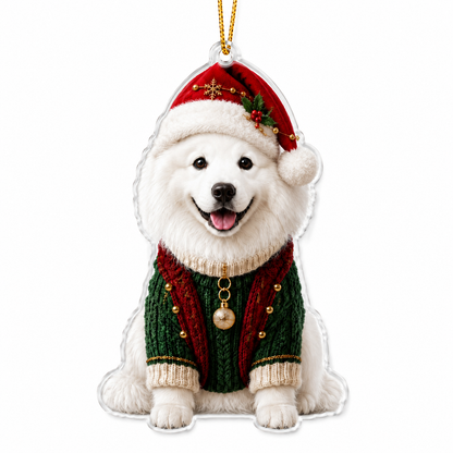 Dog Chrismast With Noel Sweater Samoyed