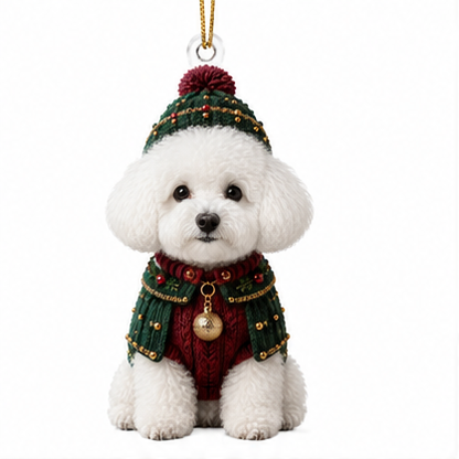 Dog Chrismast With Noel Sweater Bichon Frise