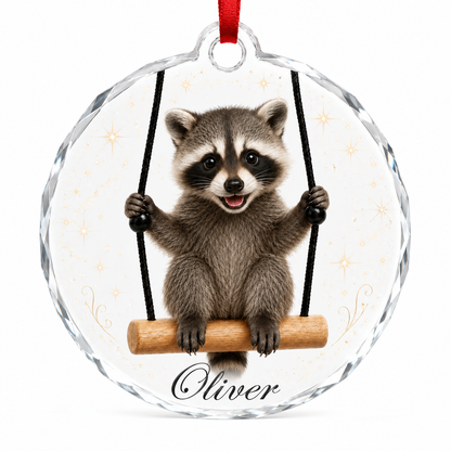 Animal Glass Ornament Racoon