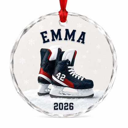 Custom Sport Glass Ornament Ice Hockey Skates