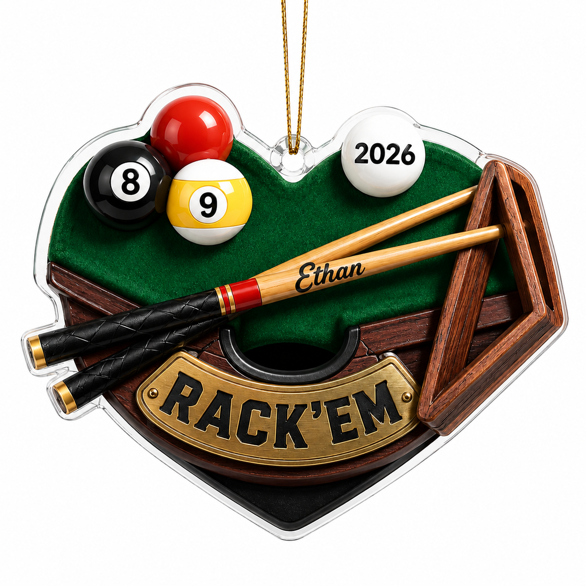 Custom Name Billiards Heart-Shaped Pool Table Acrylic
