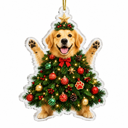 Dog Santa Tree Golden Retrieve