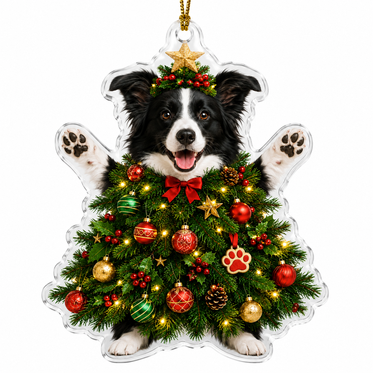 Dog Santa Tree Border Collie