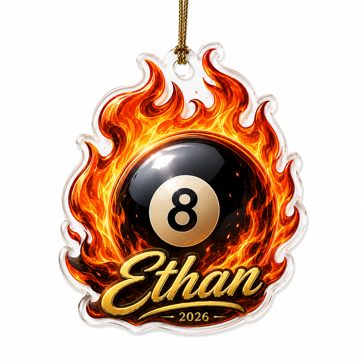 Custom Name Billiards Flaming 8 Ball Acrylic