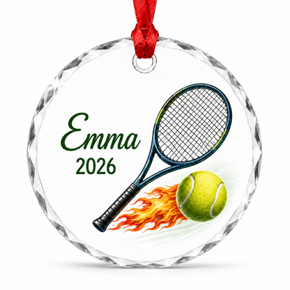 Custom Photo Sport Glass Ornament Tennis Flaming Ball