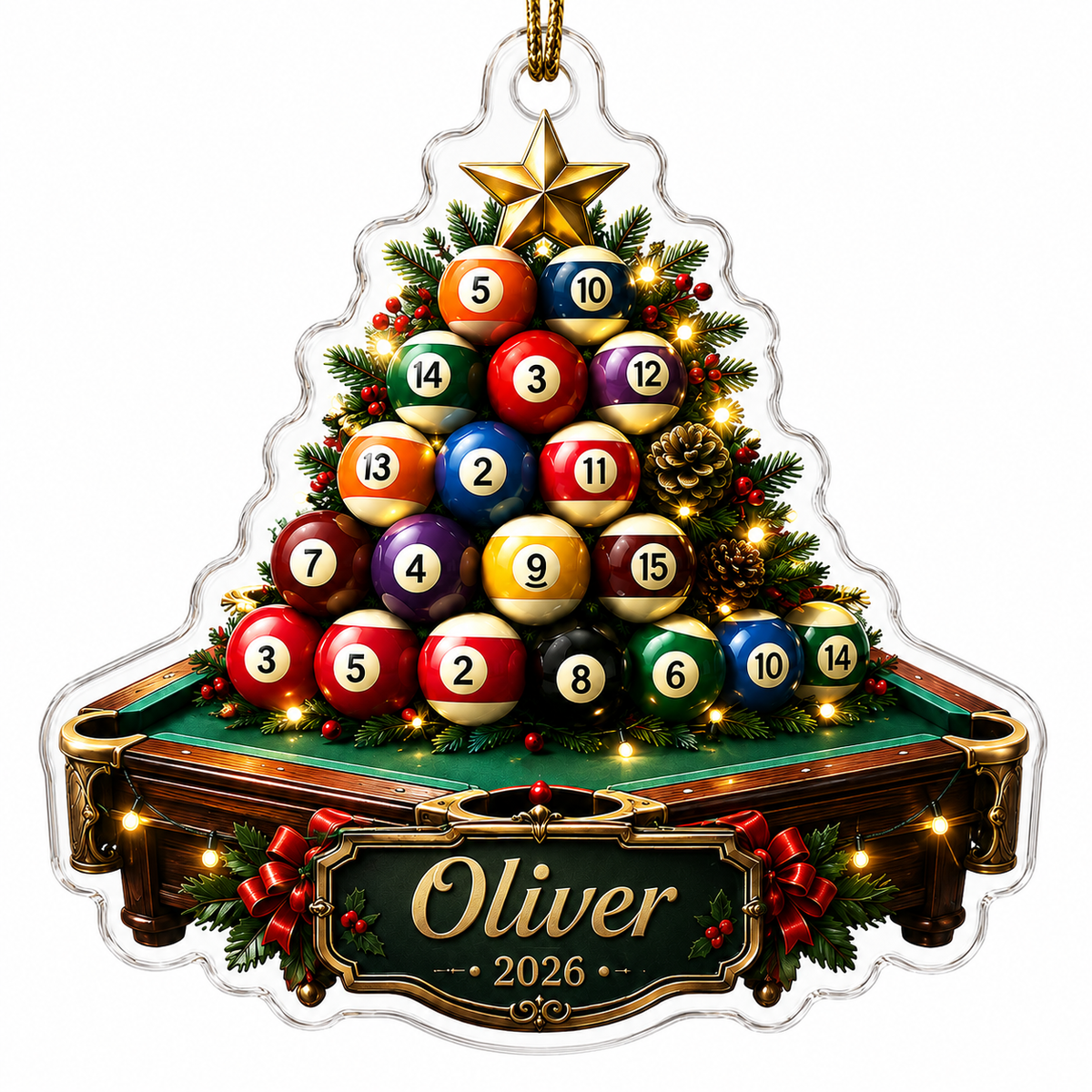 Custom Name Billiards Holiday Rack Acrylic