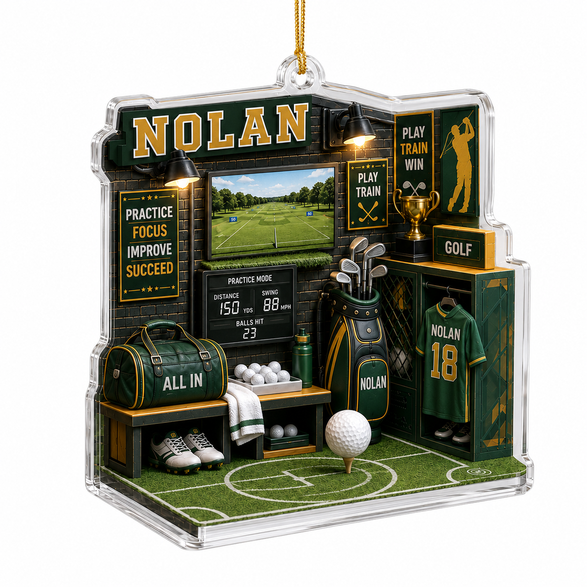 Sport Room Custome Name Acrylic Golf