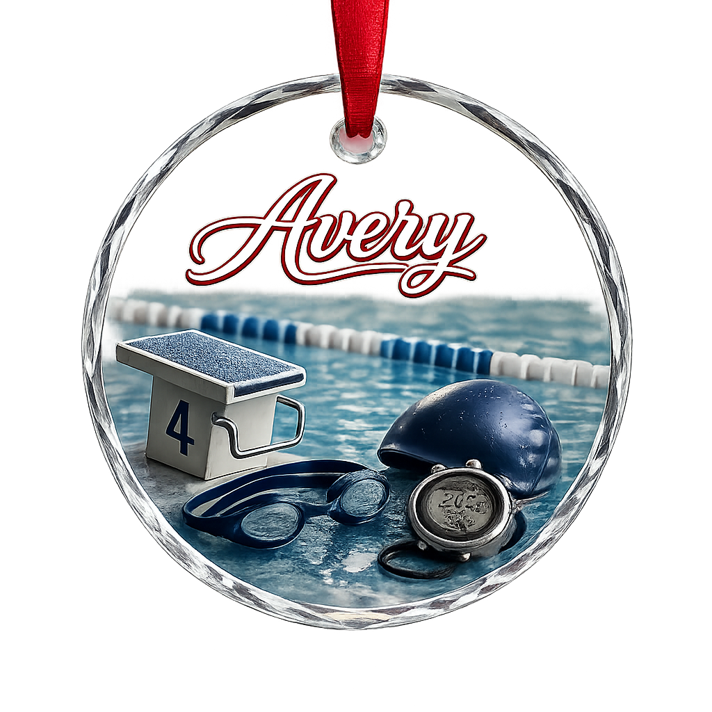 Sports Glass Ornament Swimming