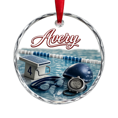 Sports Glass Ornament Swimming