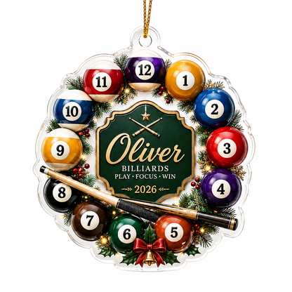 Custom Name Billiards Christmas Wreath Acrylic