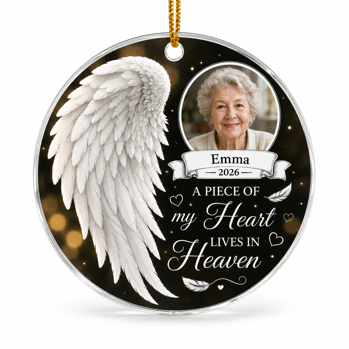 Custom Photo Heart In Heaven Angel Wing