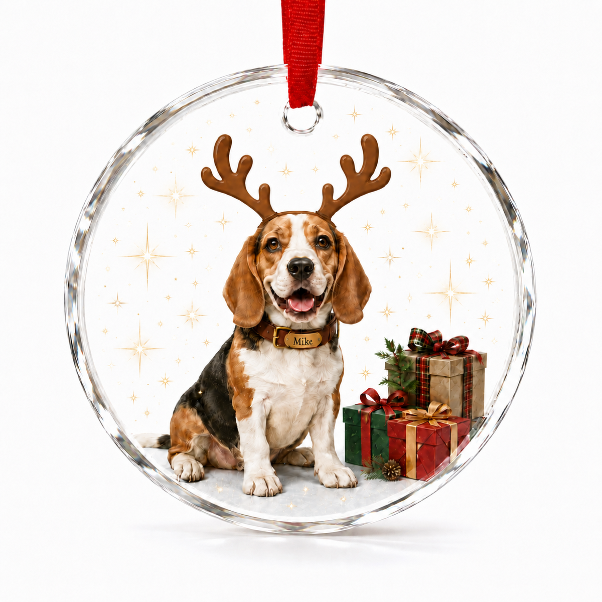 Custom Photo Dog With Christmas Gift