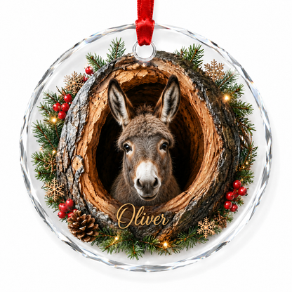 Animal Glass Ornament Tree Hollow Donkey