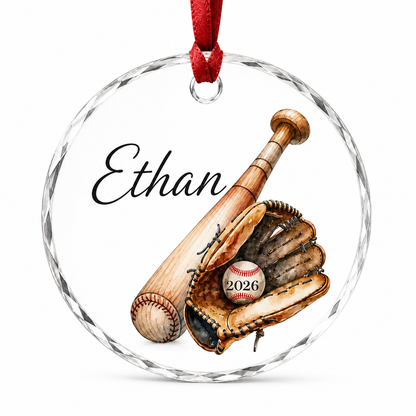 Sport Glass Ornament Baseball Gear
