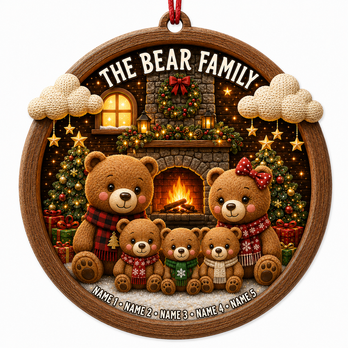 Christmas Family Wood Bear