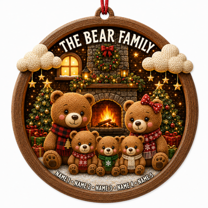 Christmas Family Wood Bear