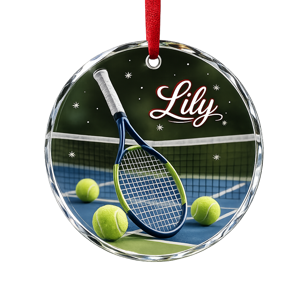 Sports Glass Ornament Tennis