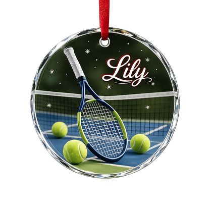 Sports Glass Ornament Tennis