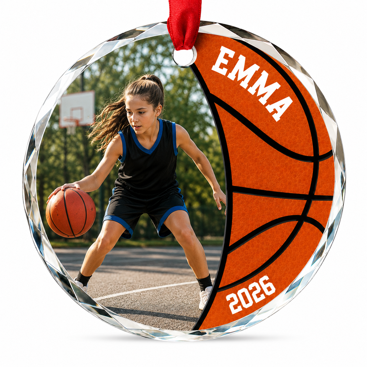 Custom Photo Sport Glass Ornament Basketball Vintage Quote