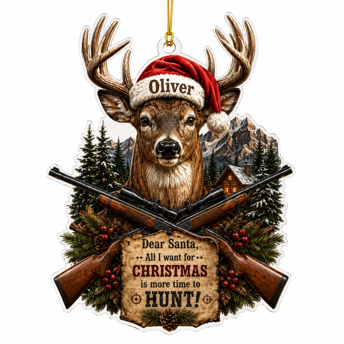 Personalized Hunting Christmas Buck Acrylic