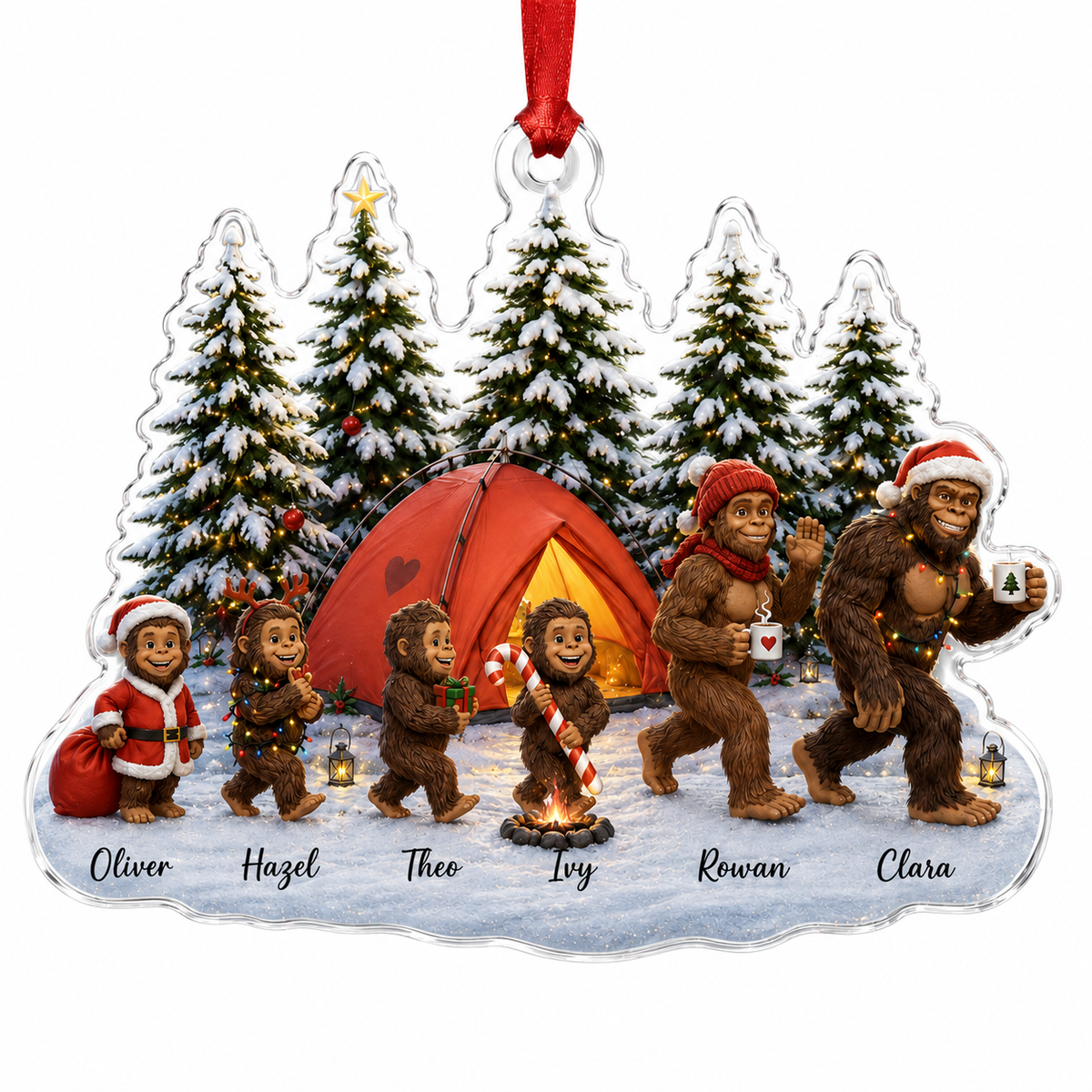 Camping Personalize Acrylic Christmas Gibbon