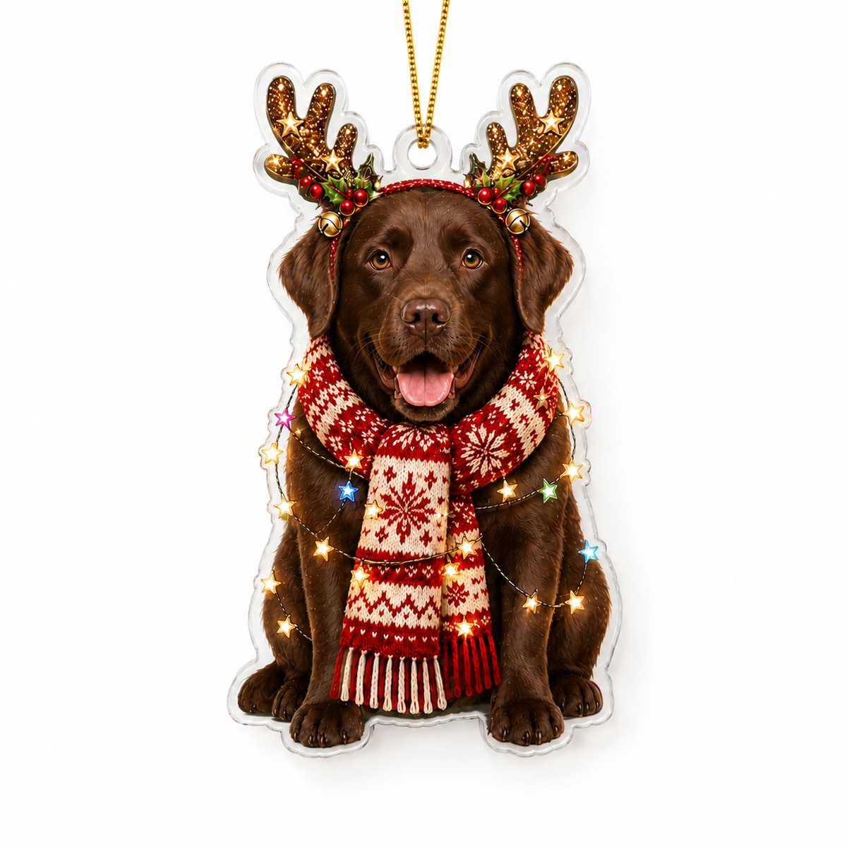 Dog Decor with Antlers & Scarf Labrador Retriever
