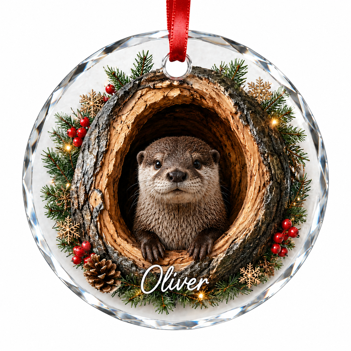 Animal Glass Ornament Tree Hollow Otter
