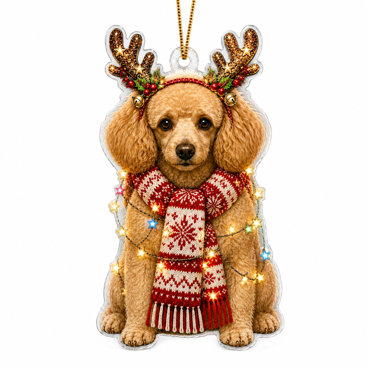 Dog Decor with Antlers & Scarf Poodle