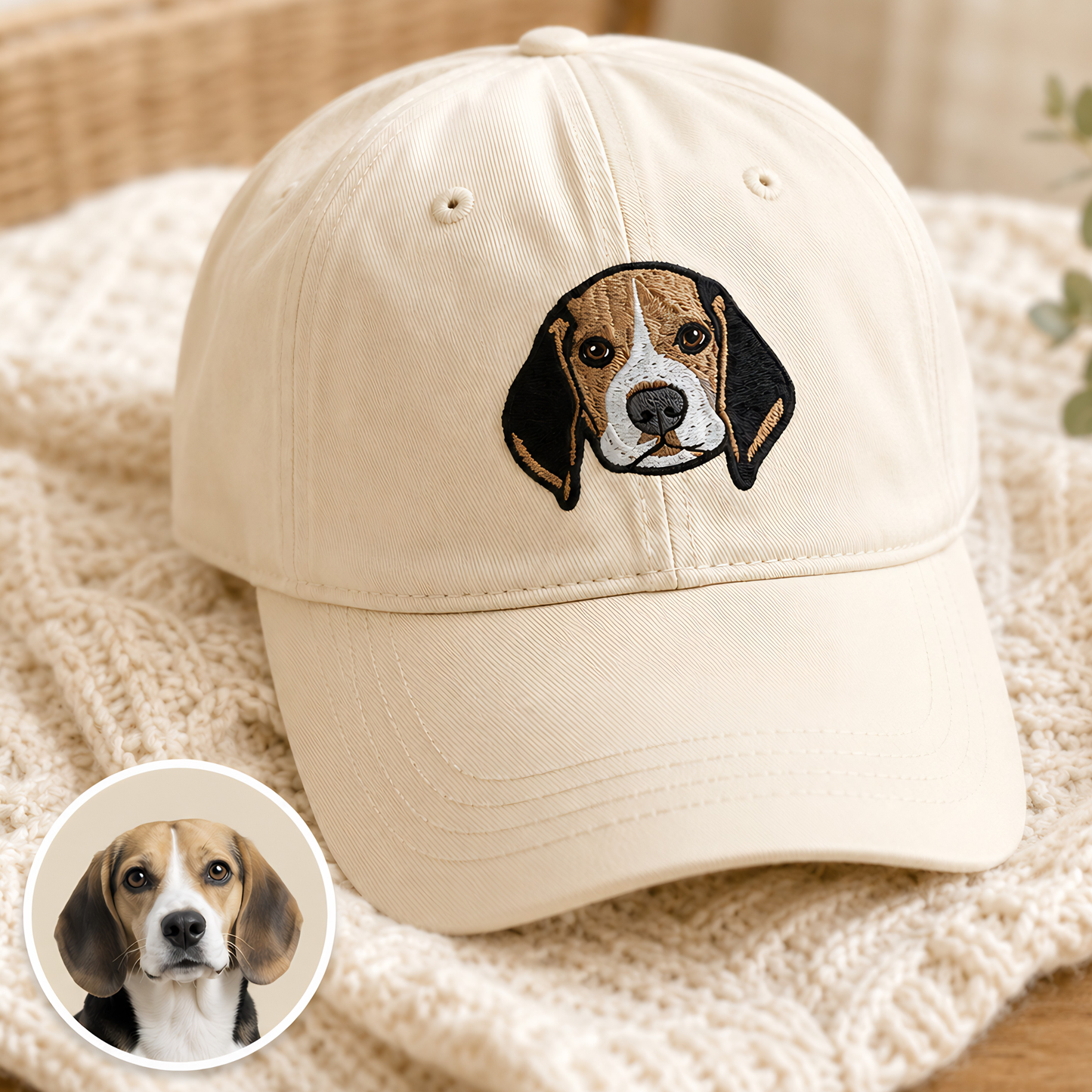 Custom Photo Dog Embroidered Hat, Personalized Pet Portrait Vintage Hat, Dog Mom Gift THUC99