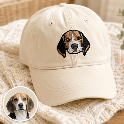 Custom Photo Dog Embroidered Hat, Personalized Pet Portrait Vintage Hat, Dog Mom Gift THUC99