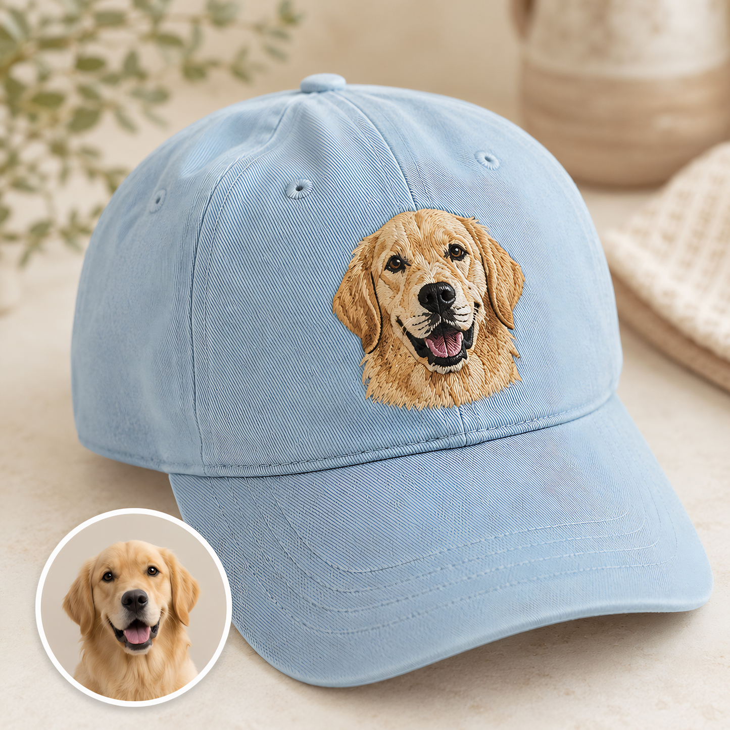 Custom Photo Dog Embroidered Hat, Personalized Pet Portrait Vintage Hat, Dog Mom Gift THUC99