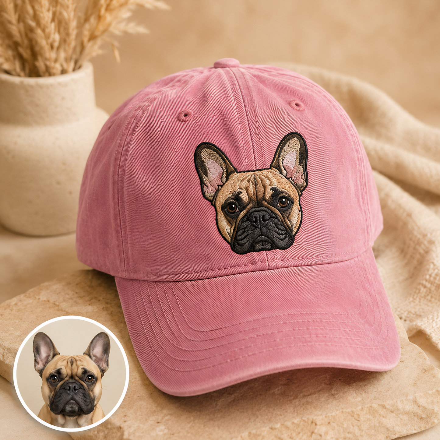 Custom Photo Dog Embroidered Hat, Personalized Pet Portrait Vintage Hat, Dog Mom Gift THUC99