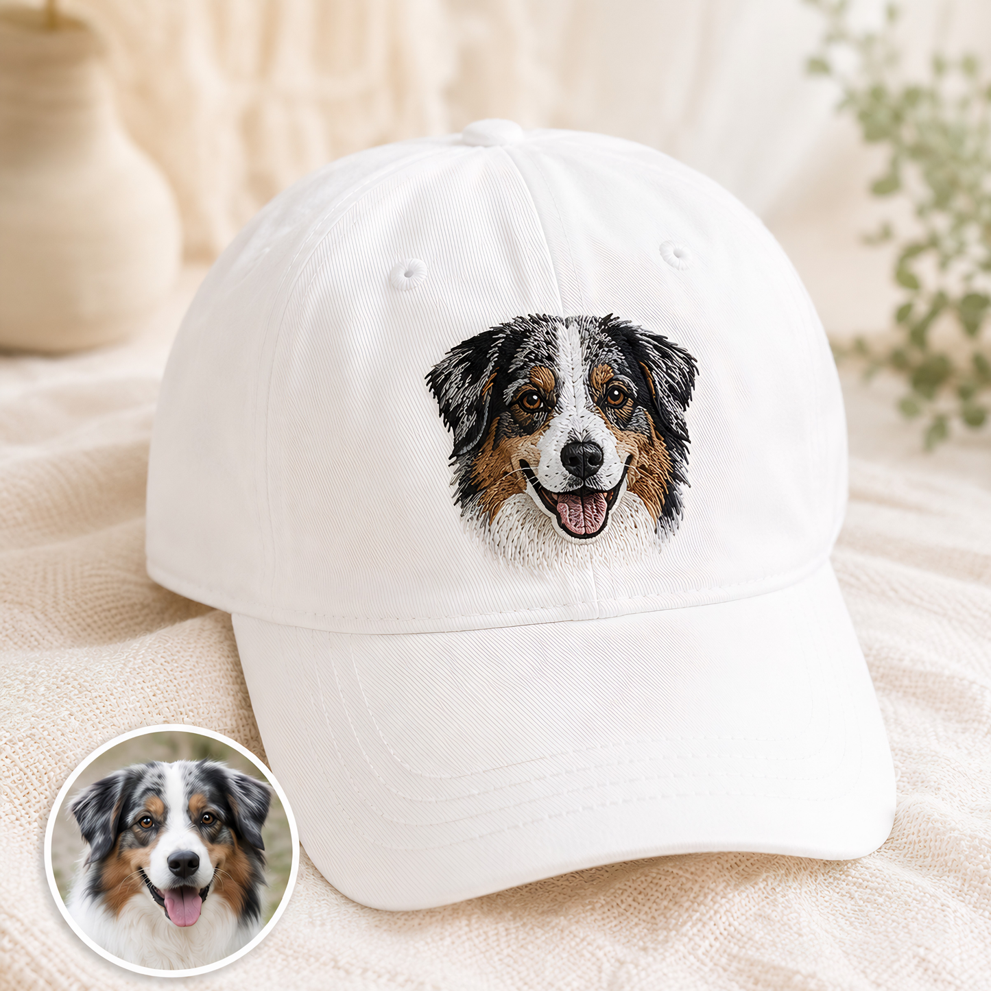 Custom Photo Dog Embroidered Hat, Personalized Pet Portrait Vintage Hat, Dog Mom Gift THUC99