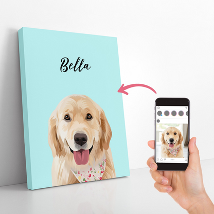 Custom Dog Photo Portrait Watercolor Wall Art Canvas | Gift For Dog Lovers