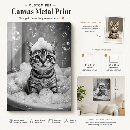 Personalized Cat Portrait Wall Decor – Custom Pet Photo Metal Print Gift For Cat Mom THUC99
