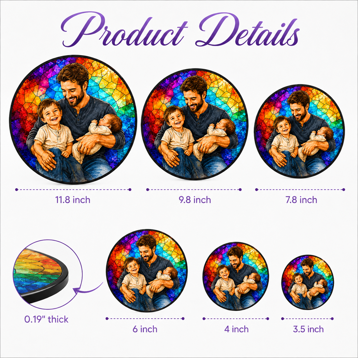 Custom Photo Dad, I Love You Stained Glass Suncatcher – Personalized Dad Gifts | Gift For Dad TOM99