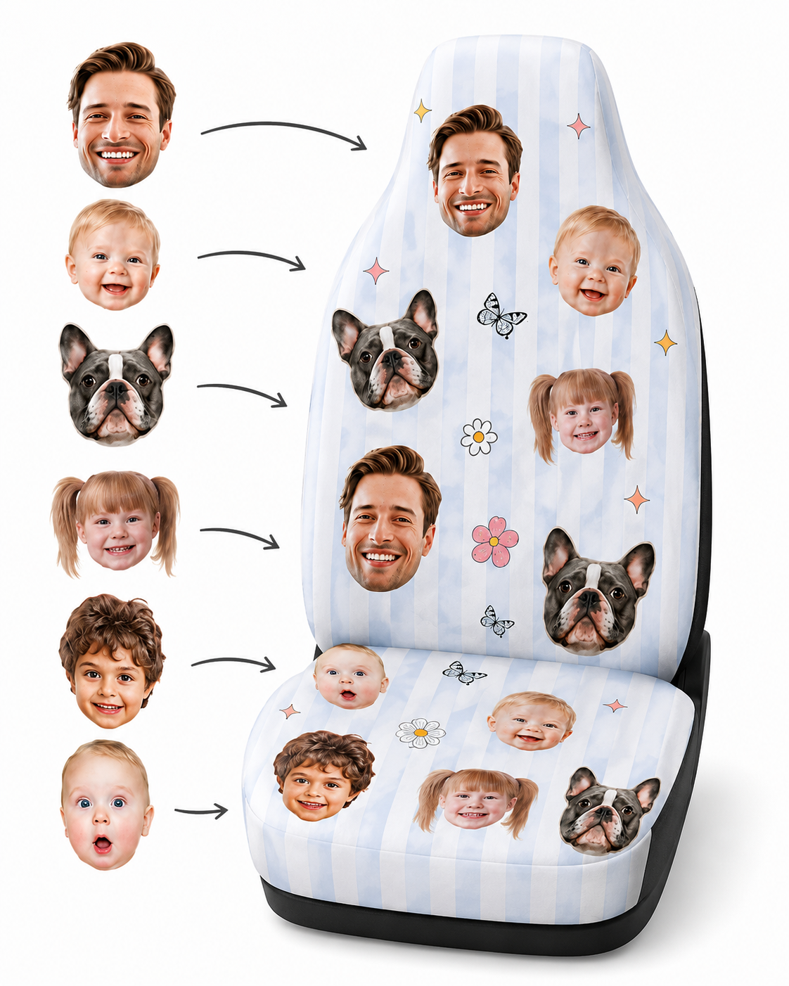 Personalized Dog Dad Portrait Car Seat Cover, Custom Dad Seat Protector, Gift For Dad TOM99