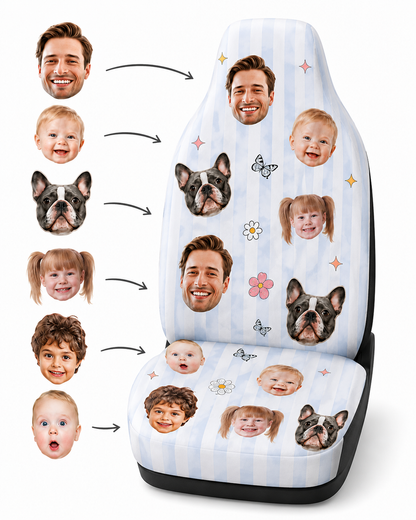 Personalized Dog Dad Portrait Car Seat Cover, Custom Dad Seat Protector, Gift For Dad TOM99