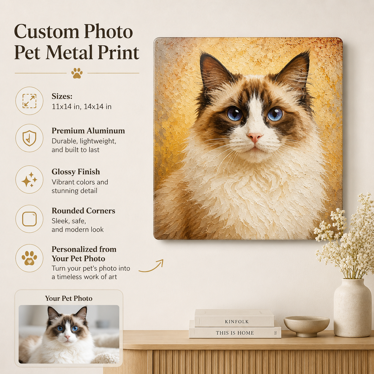 Custom Pet Portrait Metal Print – Personalized Dog Wall Art From Photo Gift For Pet Owner THUC99