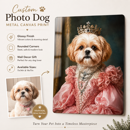 Personalized Dog Royal Metal Wall Art – Custom Pet Portrait Print With Name THUC99